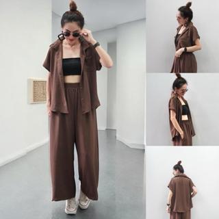 [งานใหม่] B008 ชุด Set เสื้อเชิ้ตแขนสั้น กางเกงขายาว ผ้าสลาฟ…