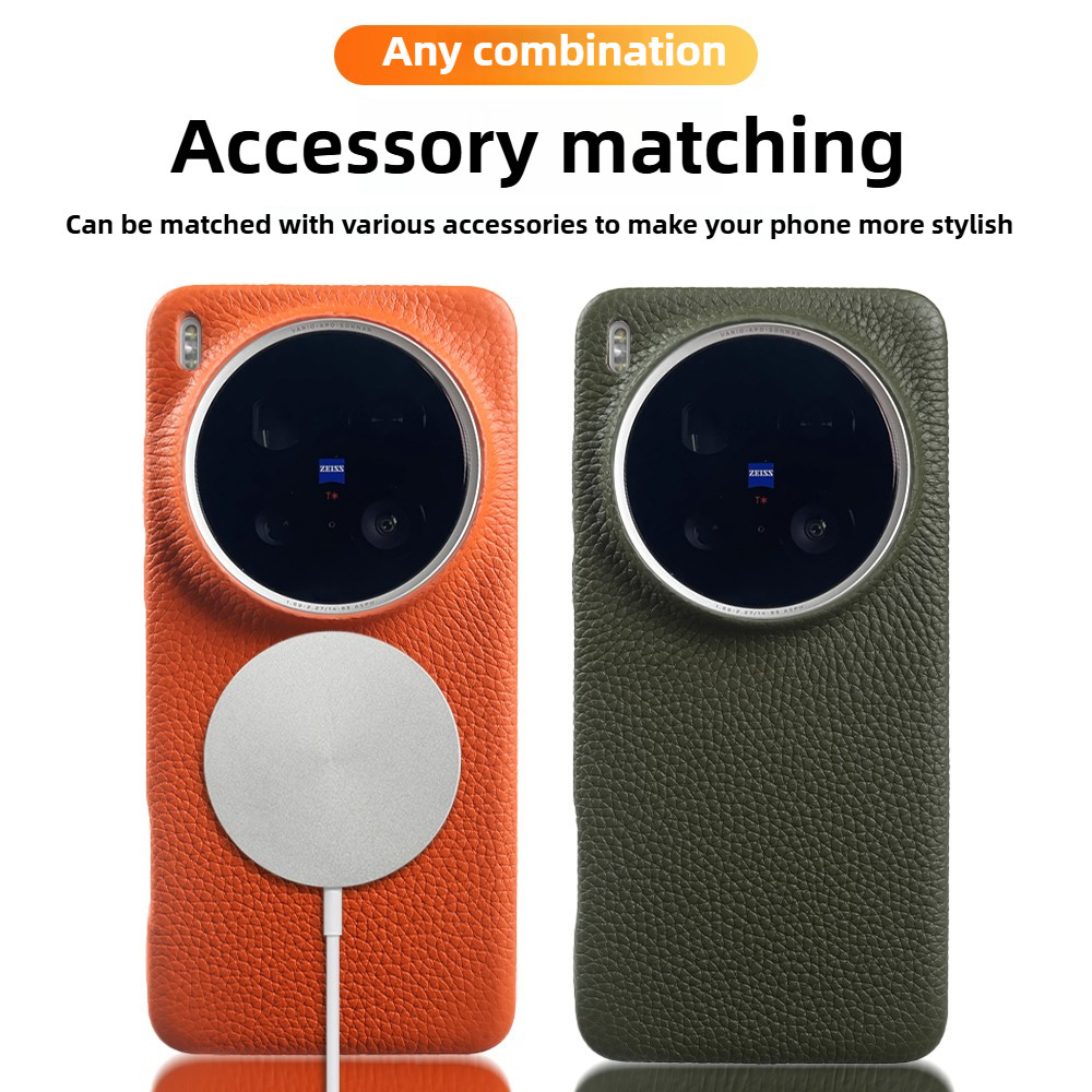 Luxury Cowhide แม่เหล็กดูดหนังสําหรับ Vivo X300 Pro X200 Ultra X200S X100 Pro ป้องกันขอบเต็มกันกระแทก