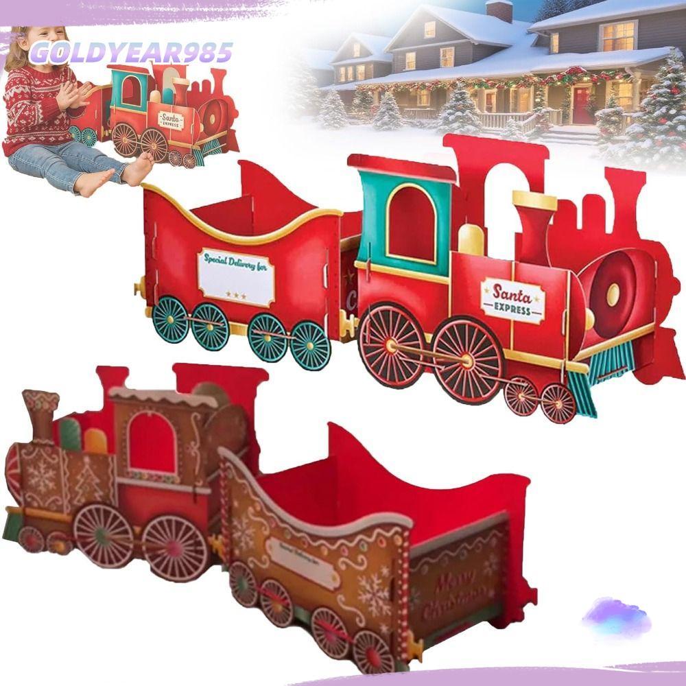 GOLDYEAR985คริสต์มาสนําเสนอรถไฟ,แบบพกพาHandmade Xmasกล่องรถไฟสําหรับปัจจุบันผู้ถือ,ส่งวันหยุดเชียร์ใ