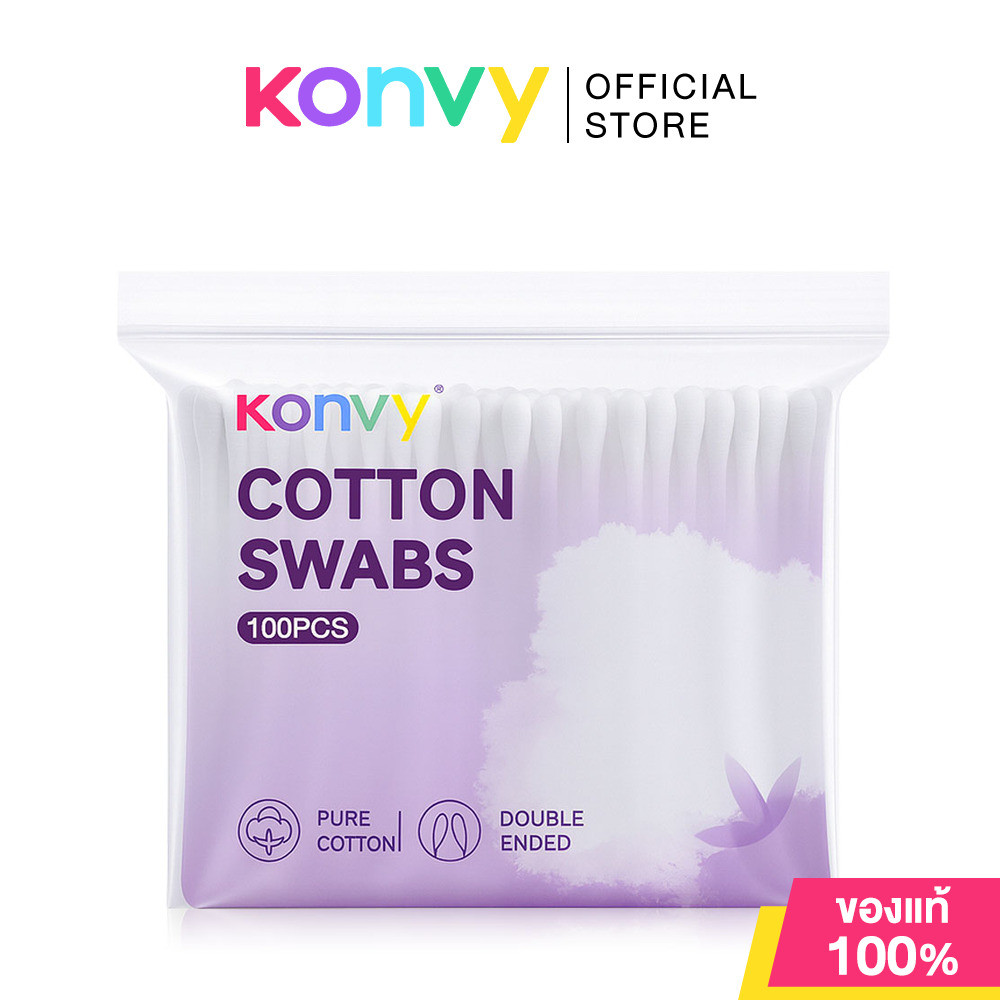 Konvy Cotton Swabs Bag Packaging 100pcs คอนวี่ สำลีแบบก้าน 2 หัว.
