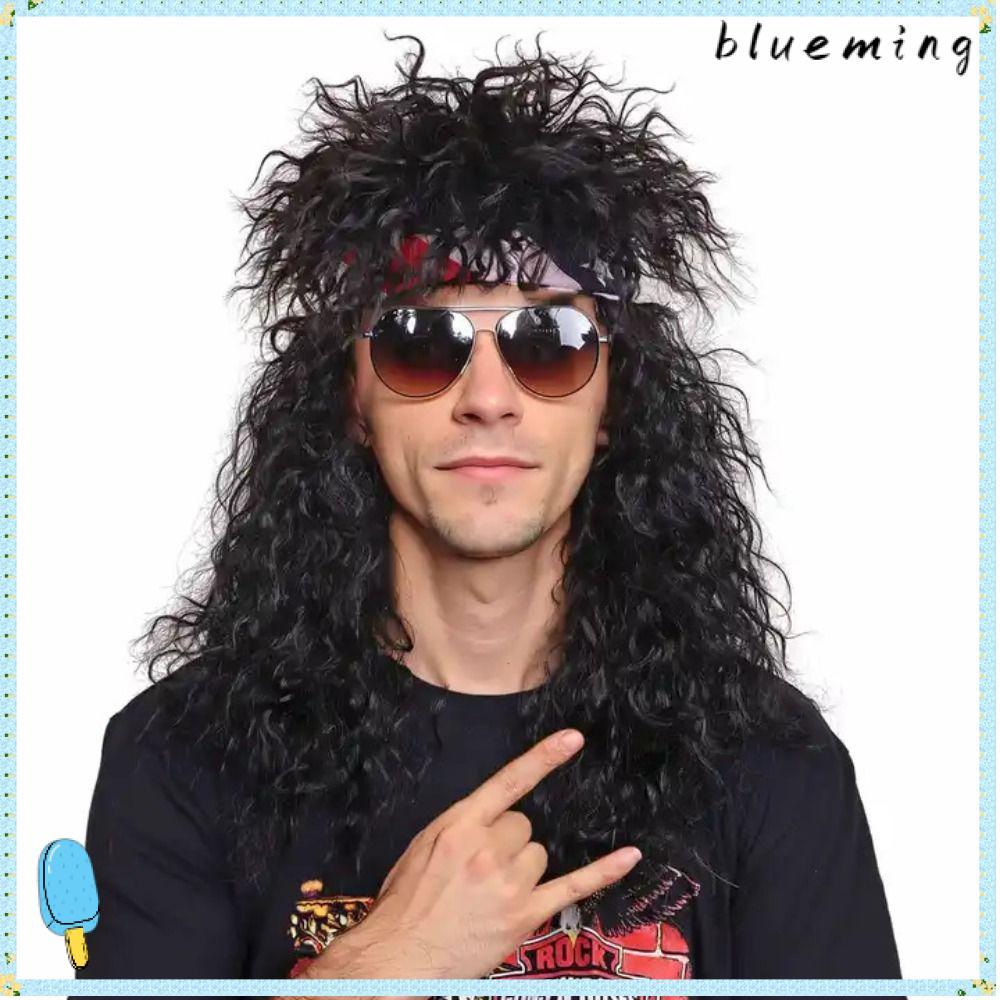 HALOWEEN คอสเพลย์ วิกผม Fluffy Punk 70s 80s ยาว.curvy ROCKSTAR