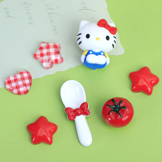 ชุดปุ่มแมวสีแดง KT สำหรับตกแต่งรองเท้าและของใช้ DIY แบบชิค!
