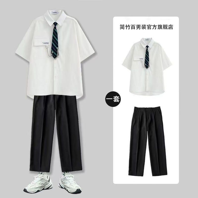 学院风dk制服衬衫男女薄款短袖帅气夏季套装休闲日系校园风衬衣潮College Style DK Uniform Shirt Men and Women Thin Short Sleeve2025102