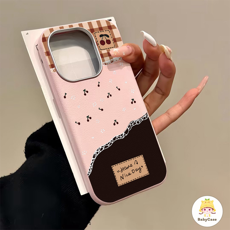 เคสไอโฟน11 สำหรับ iPhone 17 16 11 14 15 12 13 Pro Max 17air 16 15 7 8 Plus X XR XS SE2 3 ปกอ่อนเนื้อหนังเชอร์รี่หวานสด