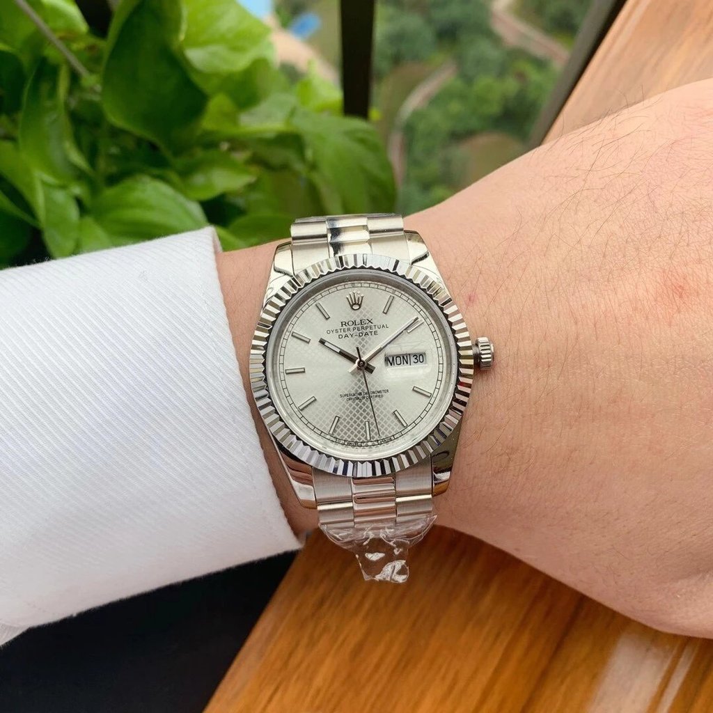 R ROLEX 〖 Log 41mm-Dual Calendar Design 〗 นาฬิกาข้อมือผู้ชาย นาฬิกาผู้ชาย นาฬิกาผู้ชาย Luminous นําเ