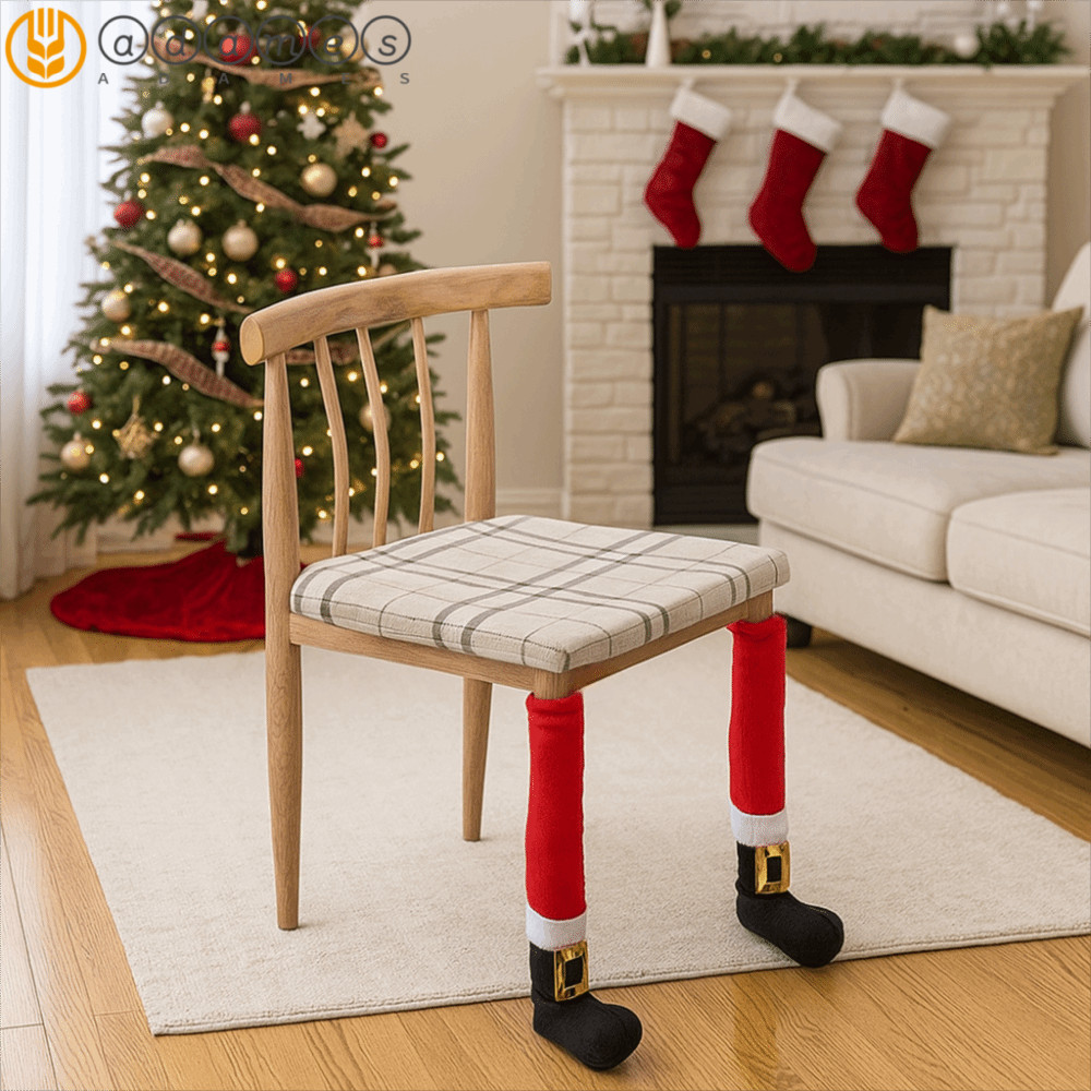 ปกขาโต๊ะซานตาคลอส Adam's 4 ชิ้น พร้อมวงยืดหยุ่น สำหรับเก้าอี้และเฟอร์นิเจอร์ ป้องกันการขีดข่วน
