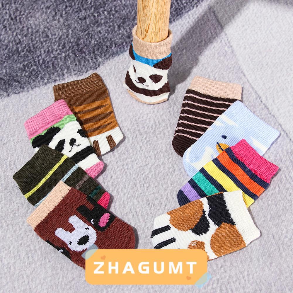 ZHAGUMT366KB 4 ชิ้นถุงเท้าเท้าตารางคุณภาพสูงเฟอร์นิเจอร์ตกแต่งบ้านลื่นถักถุงเท้า