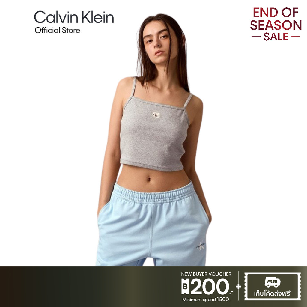 CALVIN KLEIN เสื้อกล้ามผู้หญิง Monogram Logo Rib Knit รุ่น 47C908G P79 - สีเทา