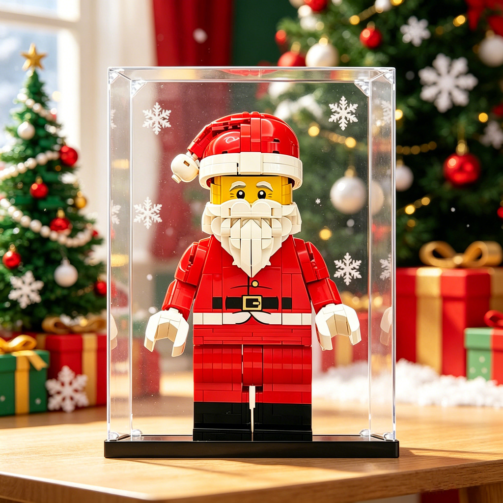 กล่องเก็บกล่องแสดงอะคริลิคสําหรับ 40820 Up-Scaled Santa Minifigure