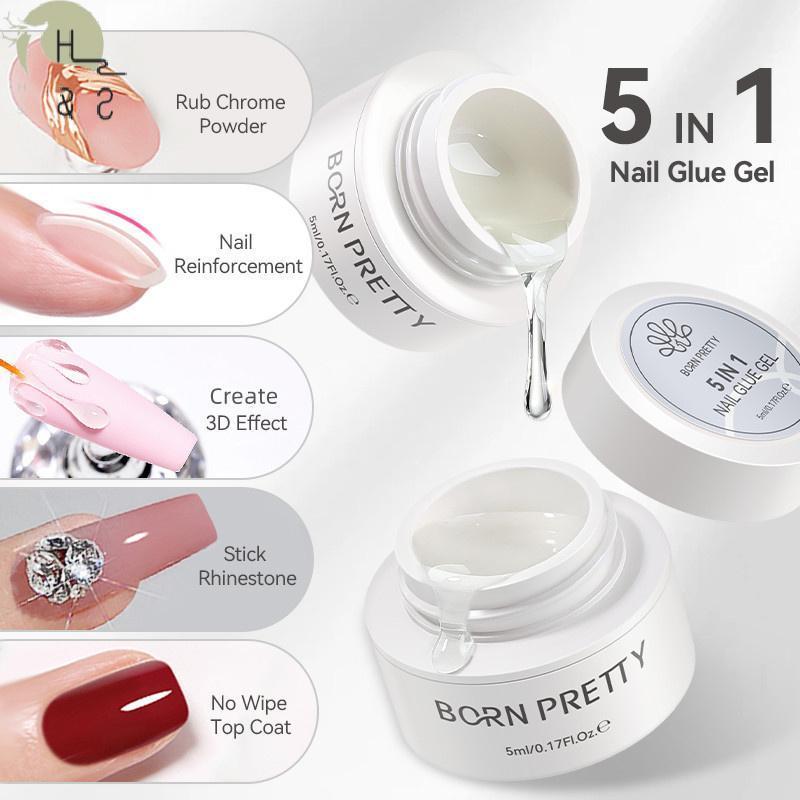 [H&S] 5 In 1 Nail Patch Gel UV Gummy Glue Clear False Nail Glue for Creative DIY Professional Nail A