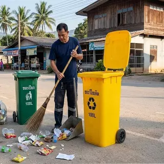 FTD ถังขยะแยกประเภทมาตรฐาน (มีฝาปิด) / ถังขยะเทศบาลทรงเหลี่ยม 1001