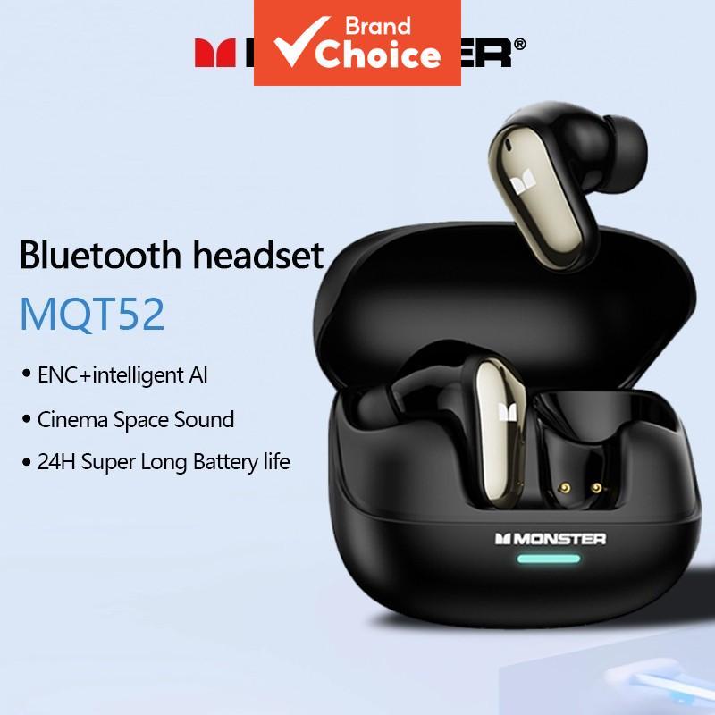 Monster MQT52 หูฟัง TWS หูฟังสําหรับเล่นเกมไร้สายบลูทูธ 5.4 ไฮไฟสเตอริโอชุดหูฟังเพลงลดเสียงรบกวน Can