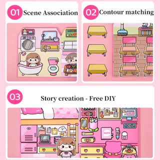 GeeToy สติกเกอร์เจลลี่การ์ตูนใช้ซ้ำได้ หนังสือบุซี่บุ๊คเรียนรู้พกพาได้ หนังสือกิจกรรมการศึกษา ของขวัญสำหรับเด็ก