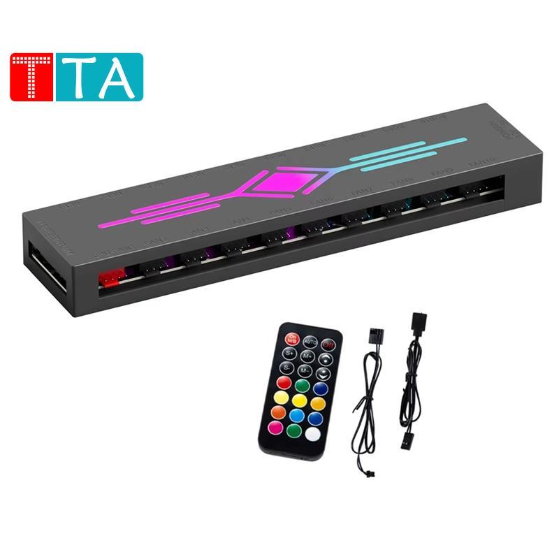 HA60 ARGB&FAN HUB X10 5V 3Pin + PWM 4Pin 2 in 1, รองรับ M/B AURA SYNC & Music Induction & IR รีโมทคอ