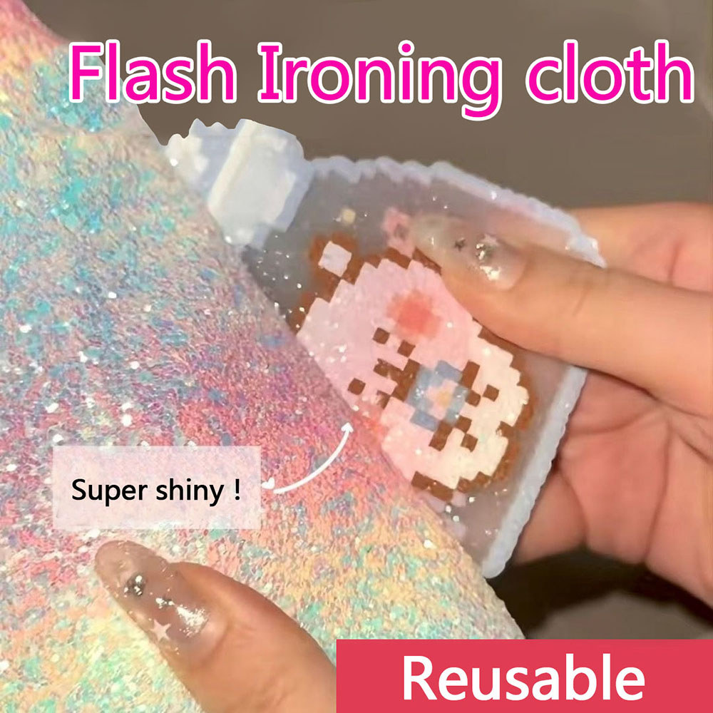 Iridescent Glitter Perler ลูกปัดรีดผ้าผ้านํากลับมาใช้ใหม่ Bling ทนความร้อน Non Stick แผ่น DIY พิกเซลลูกปัดหัตถกรรมผ้า