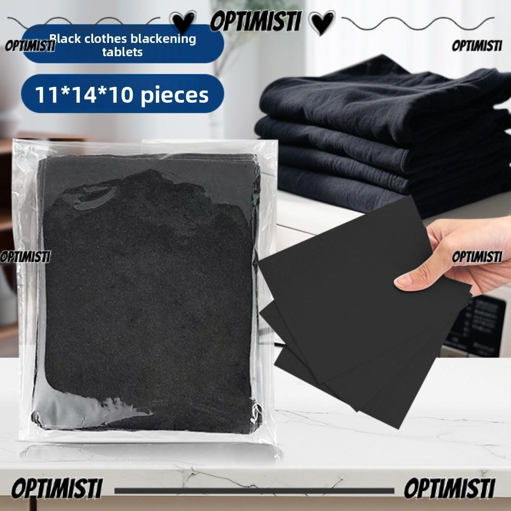 OPTIMISTI8E ฟิล์มย้อมเสื้อผ้า 1/10 ชิ้น, แผ่นฟื้นฟูเสื้อผ้าสีดําสากล, ป้องกันจางหายใช้งานง่ายกระดาษย้อมสีดําสําหรับซัก|เสื้อผ้าดํา ไบรท์เทนนิ่ง