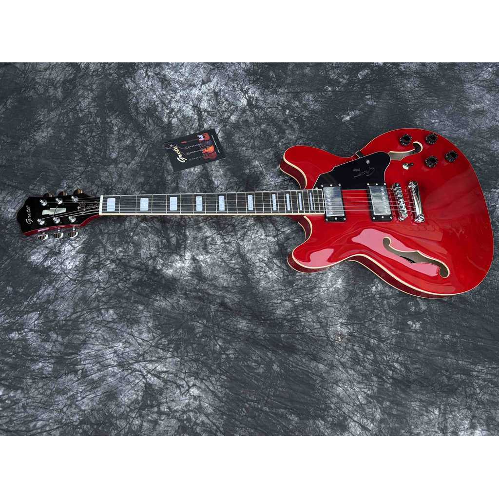 Grote ES335 กีตาร์ไฟฟ้า Semi Hollow Body สีแดง