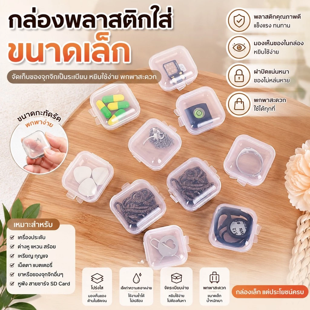 365mallshop (ร้านไทย) ( HU242) กล่องพลาสติกใสขนาดเล็ก สําหรับเก็บเครื่องประดับ