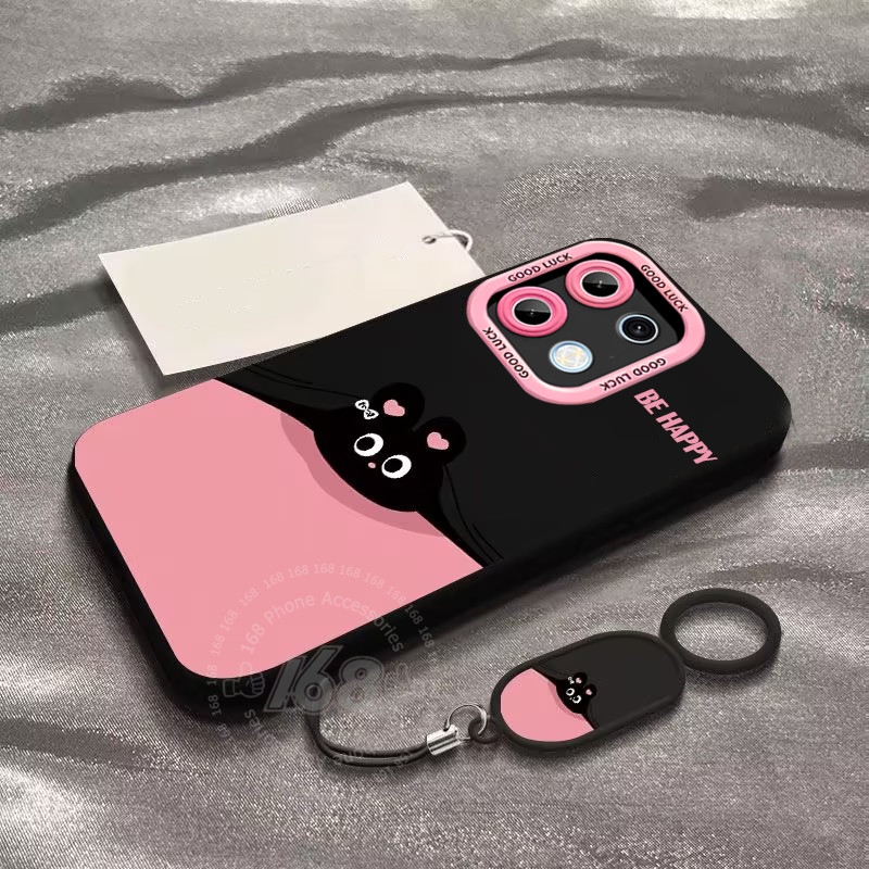 เคส OPPO Reno 16 16F 5G เคส OPPO Reno 16 Pro 5G เคสน่ารักลายกระต่ายคู่น่ารักกันกระแทก พร้อมที่ป้องกันกล้อง สายคล้องโทรศัพท์แบบหนัง เคสซิลิโคนด้านนุ่ม