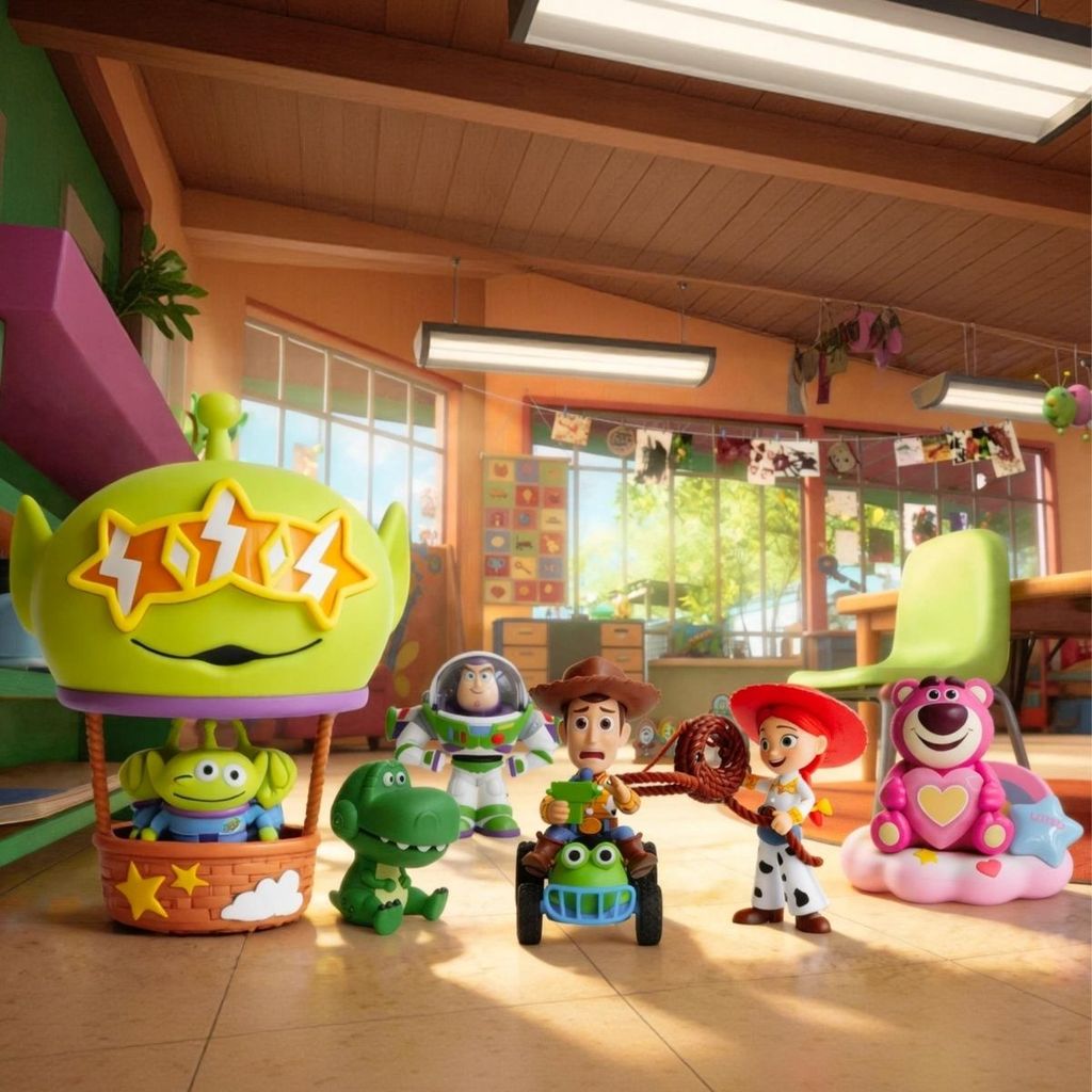 [ของแท้] KFC Co-Branded Toy Story Buzz Lightyear Three-Eyed Strawberry Bear Merchanting Toy