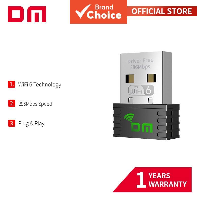 อะแดปเตอร์ USB WiFi 6 รุ่น DM AD086 ความเร็วสูงสุด 286Mbps ย่านความถี่ 2.4GHz ใช้งานง่ายแค่เสียบแล้วใช้งานได้กับเดสก์ท็อป โน้ตบุ๊ก พีซี Windows และ Linux