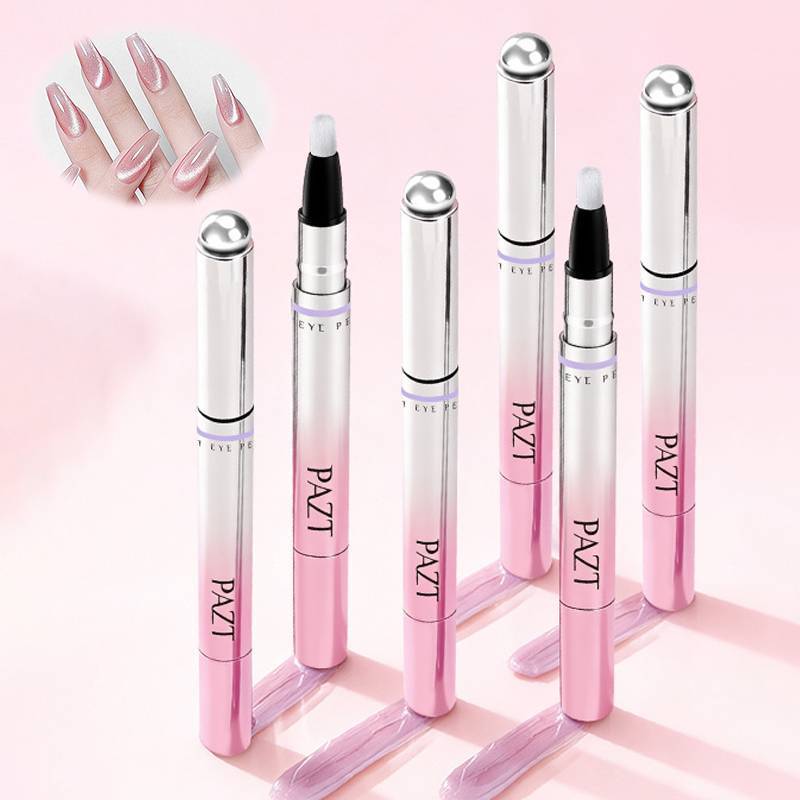 FG 6 In 1 Cat Eye ปากกาแม่เหล็กสําหรับเล็บ All-in-One เล็บเจลสําหรับเจลโปแลนด์ขี้เกียจเล็บก่อสร้างแม่เหล็กลูกปัดปากกาสําหรับเครื่องมือ HS
