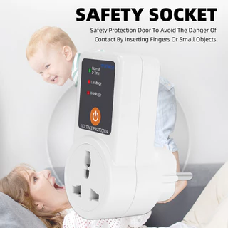 TAXNELE อัตโนมัติซ็อกเก็ตแรงดันไฟฟ้า Protector Switcher AC 220V 16A Power Surge Protector EU ปลั๊กซ็อกเก็ตแรงดันไฟฟ้าปลอดภัยตู้เย็นป้องกัน