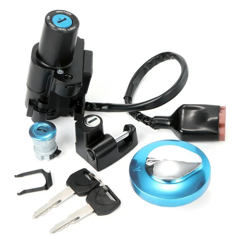 CC Motorcycle Ignition Switch Fuel Tank Gas Cap Helmet Seat Lock with 2 Keys For Honda CB400 CB400SS