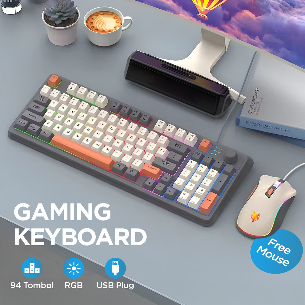 ชุดเมาส์คีย์บอร์ดเล่นเกมแบบมีสาย XUNFOX - K820