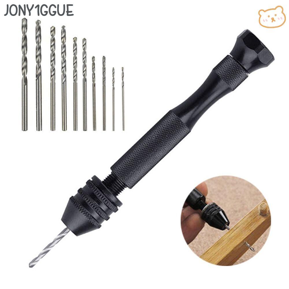 JONY1GGUE คู่มือเจาะมือ HSS เหล็ก Twist เจาะบิตเครื่องมือโรตารี่พร้อม Keyless Chuck