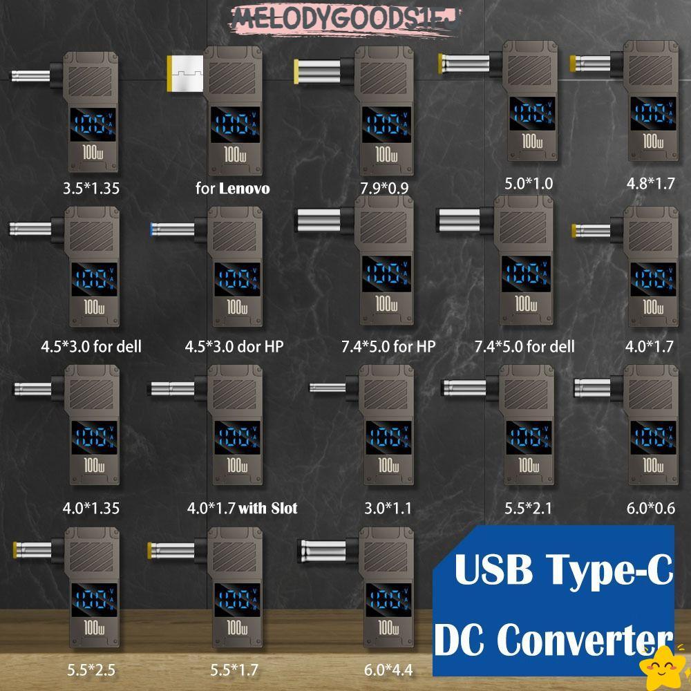 MELODYGOODS1FJ ตัวแปลง USB-C เป็น DC, อะแดปเตอร์ PD 100W อัจฉริยะ Type-C เป็น DC, จอแสดงผลดิจิตอล Fast Charging ปลั๊กชาร์จโน้ตบุ๊กสากลสําหรับ // Dell
