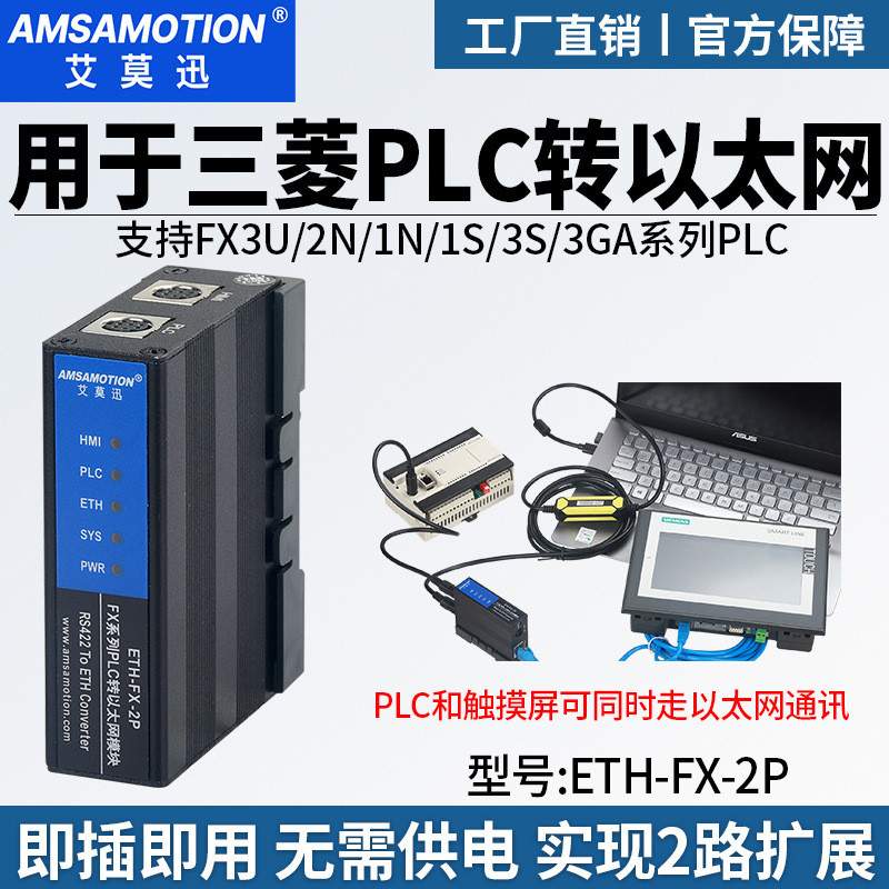 Ai Mo Xun ใช้ Mitsubishi fx3uplc Transfer Ethernet การเขียนโปรแกรมการสื่อสารพอร์ต 1N2N โมดูลต่อ ETH-