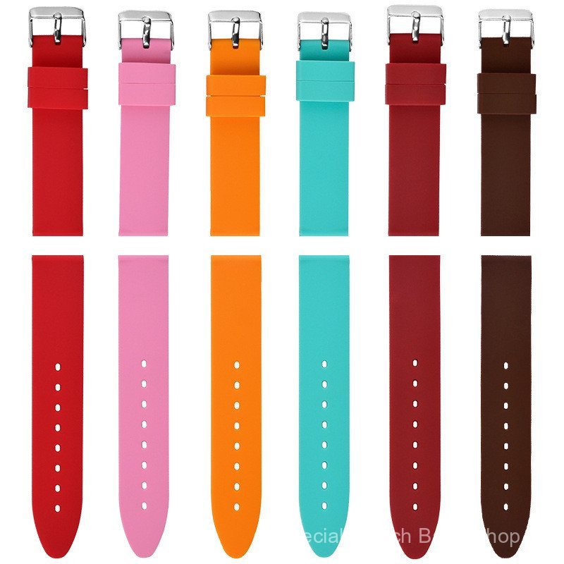 หลายสีเป็นมิตรกับสิ่งแวดล้อมสายนาฬิกาซิลิโคน18/20/22/24มิลลิเมตรสําหรับนาฬิกาสมาร์ทนุ่มเหงื่อหลักฐานสีเขียวปลอดสารพิษนาฬิกาสร้อยข้อมือตรง ลักซ์