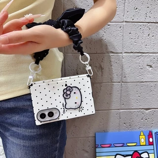 New style ลายจุด Kitty Cat โซ่มือ เคส สำหรับ Samsung Galaxy Z Fold8 Wide Case ชุดสามชิ้นที่ถอดออกได้รวมทุกอย่าง แกนกลางแม่เหล็ก ป้องกันการตก พลิกปก เคส