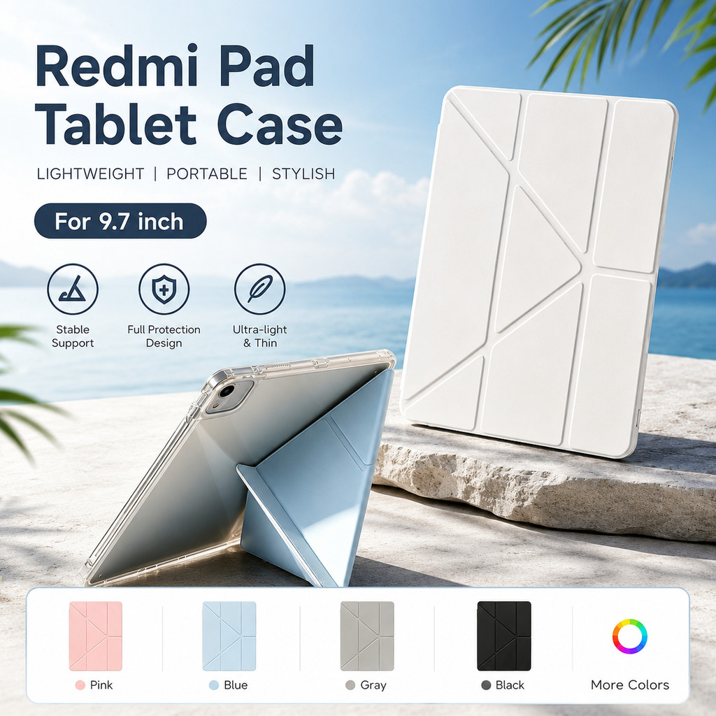 เคสแท็บเล็ต Redmi ฝาหลังโปร่งใส ดีไซน์พับแบบตัว Y กันกระแทก ใช้ได้กับ Redmi Tablet 6/7/8 และ Redmi T