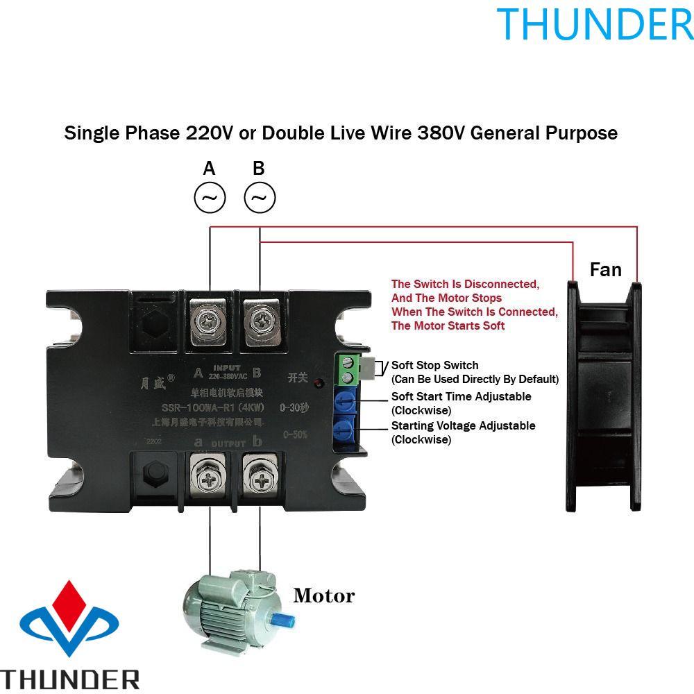 THUNDER 220V Single-phase Motor Soft Starter, อัจฉริยะช้า Start Soft Start Module, 2KW Durability Multifunctional Multi-purpose Module Controller ปั๊มน้ํา