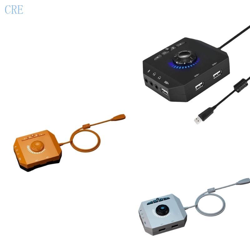 CRE ตัวแปลงเสียง USB พร้อมเอาต์พุตเสียงที่ชัดเจนและพอร์ต USB 5 มม. 3 พอร์ตสําหรับแล็ปท็อปพีซี