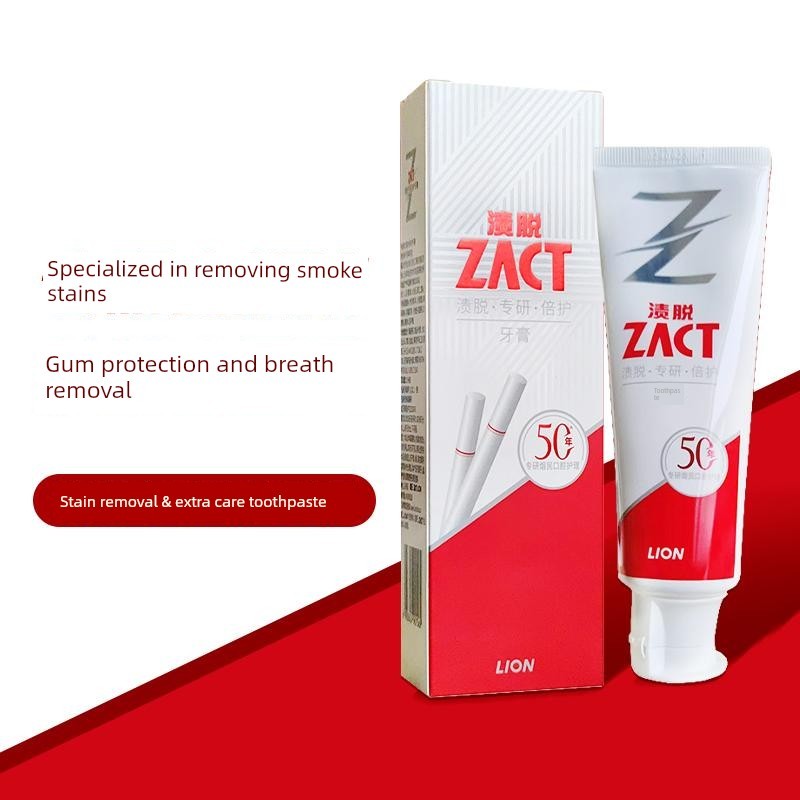 ยาสีฟัน LION ZACT ZACT คราบเชี่ยวชาญในการวิจัย Double Care ยาสีฟันไวท์เทนนิ่งลดคราบควัน Tartar Brigh