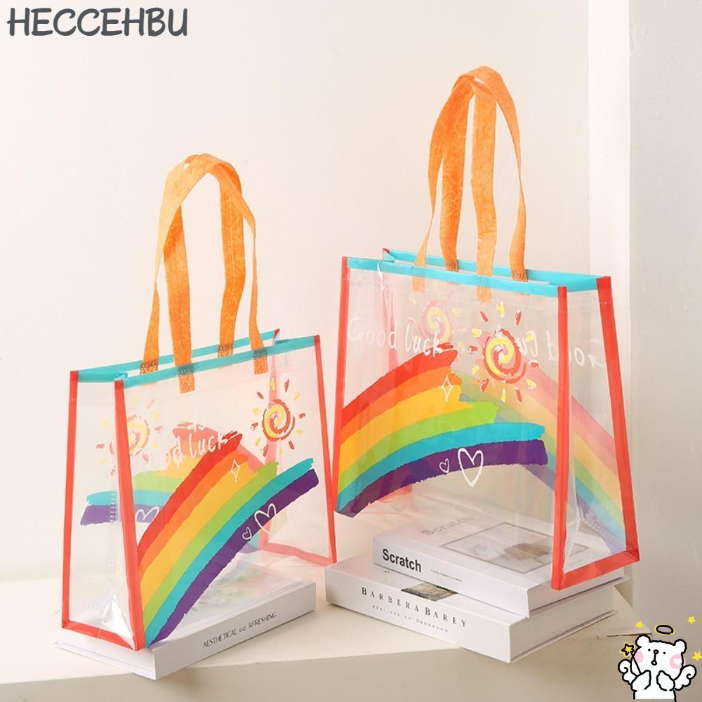 HECCEH31 กระเป๋าสะพายสีรุ้ง, กระเป๋าถือความจุขนาดใหญ่ PVC, กระเป๋าช้อปปิ้งกันน้ําขายร้อน Lady