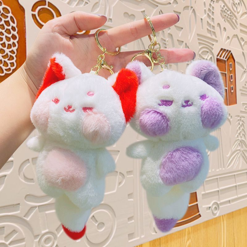 Medium Cute Plush Doodle Fox Doll Keychain School Bag Pendant Doll Bag Cartoon Backpack Pendant Doll