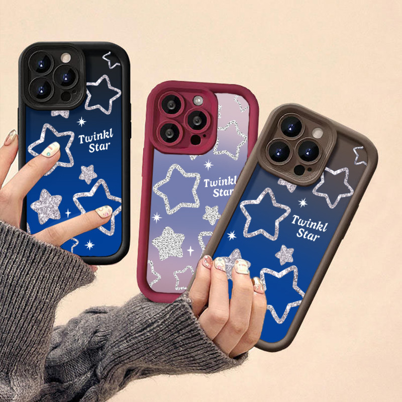 Gradient Blue Silver Starsรูปแบบเคสโทรศัพท์สําหรับRedmiหมายเหตุ11 10 9 11T Pro + 11s 10s 9s Matteการ