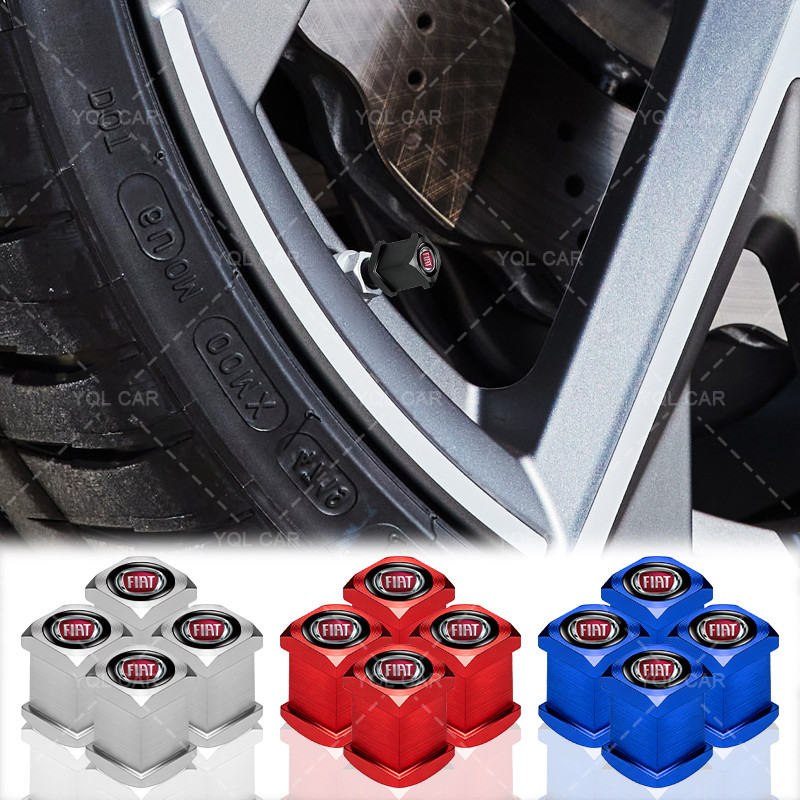 2/4pcs รถยางป้องกันหมวกสแควร์ออกแบบล้อรถ Tyre สําหรับ Fiat 500 500L 500X 124 Bravo Freemont Panda Pu