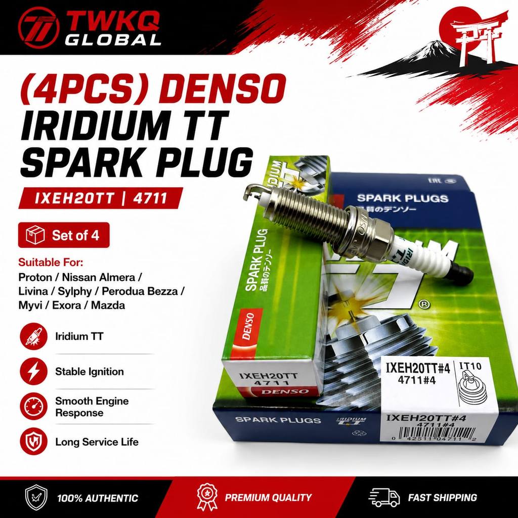 หัวเทียน Denso IXEH20TT 4711 Iridium TT 4PCS สําหรับ Myvi Bezza Exora Almera Livina Sylphy Mazda