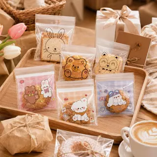 ถุงฝากาว 10×10 ซม. ลายน่ารัก 100 ใบ/แพ็ค ถุงคุกกี้ ถุงขนม ถุงเบเกอรี่ ถุงแพ็คขนม DIY ของชำร่วย