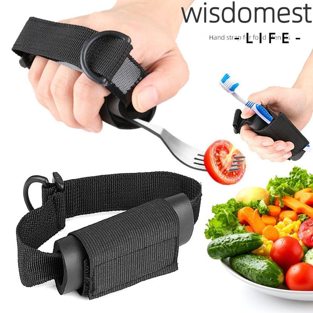 WISDOMEST การกิน Assistance Cuff, Washable Hypoallergenic Utensil Holder Strap, Self-Care Elastic Ai