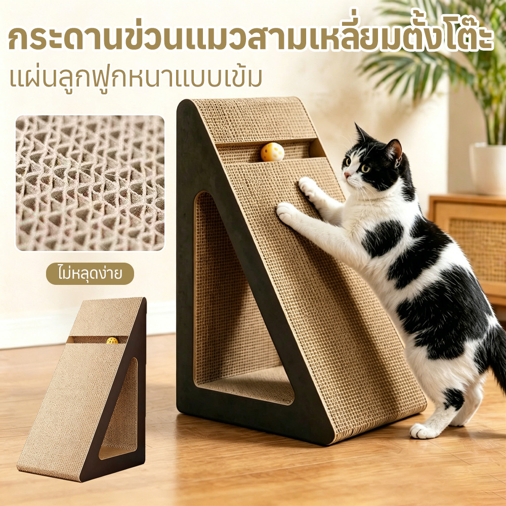 ข่วนเล็บแมวสามเหลี่ยมแบบตั้ง ไม่ตกเศษ