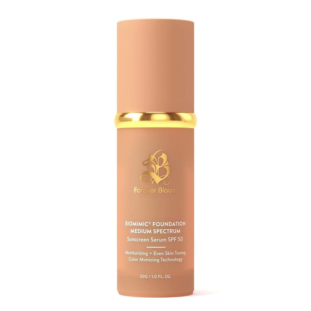 BioMimicFoundationMediumSpectrumbyForeverBloom; ปกป้องจากแสงแดดด้วยSPF50; สําหรับGym,กีฬา,Dancing OI