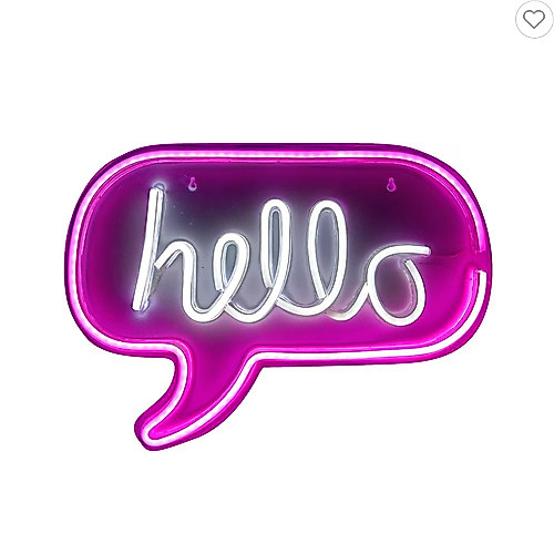 ป้ายไฟ LED CARINI HELLO สีขาว/ชมพู