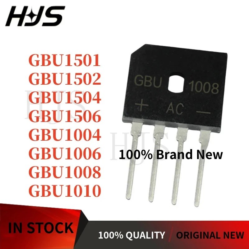 5PCS GBU1501 GBU1502 GBU1504 GBU1506 GBU1004 GBU1006 GBU1008 GBU1010 Rectifier bridge ขายส่ง