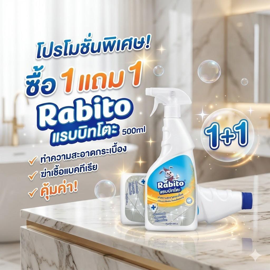 ซื้อ 1 แถม 1  Rabito ผลิตภัณฑ์ทำความสะอาดกระเบื้อง น้ำยาขจัดคราบห้องน้ำ 2 โหมด (สเปรย์ละออง/โฟม